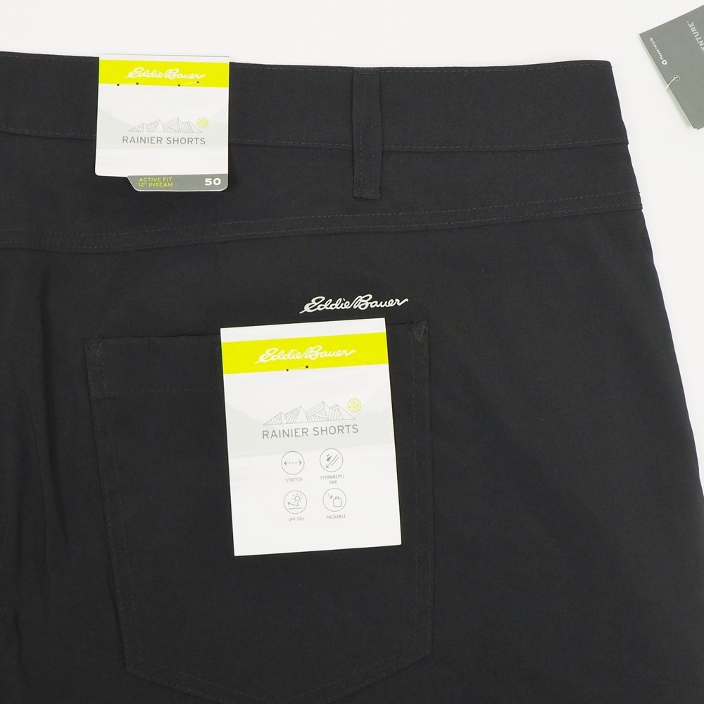 New Eddie Bauer Rainier Chino Shorts Mens 50 Black Stretch Outdoor Hiking Tech - Picture 4 of 7